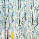 Window Privacy Film with Installation Tools Home Decorative Colored Glass Window Stickers Reusable electrostatic Rainbow Stickers(Green Plants, 23.6 x 78.7 in)