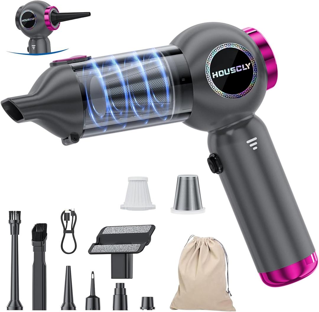 Handheld Car Vacuum Portable Cordless 25000Pa High Power Small Mini Hand Vacuum Rechargeable 4-in-1 Wireless Handheld Vac for Car Office Desktop Home Cleaning Ideal Gifts for Men & Women