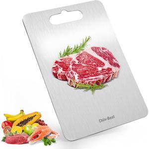 Titanium Cutting Boards For Kitchen, Double-Sided Food-Grade Kitchen Stainless Cutting Board, Non-Toxic & Non-Slip, Dishwasher Safe, Ideal For Indoor, Outdoor, Camping & Bbq Parties, M 13.4 * 9