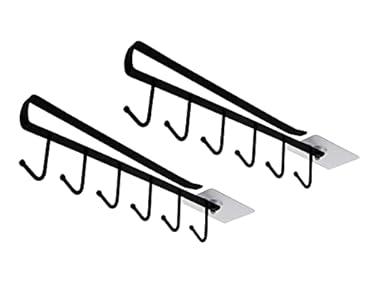 eywlwaar Cabinet Mug Holder Mug Cups Cabinet Mug Hooks Kitchen Storage Hanging Hooks (2 Pack-Black)