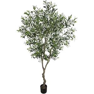 VIGGDA Artificial Tree Faux Olive Tree 7ft (82in,UV Protection 2289 Leaves) Tall Fake Olive Plant in Pot Fake Silk Tree Faux Plants Indoor