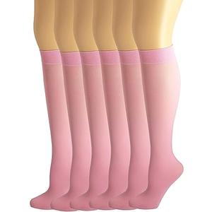 SUMONA 5 Pairs Women Opaque Stretchy Spandex Knee High Trouser Socks 9-11