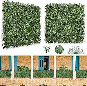 Bybeton 12 Pack 20"x20" Artificial Grass Wall Panels, 4-Layer UV Protected Boxwood Panels, Faux Greenery Wall Backdrop for Outdoor Indoor Privacy Fence Screen, Garden, Balcony & Backyard Decor