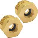 Joywayus 2PCS 3/4 GHT Male to 3/8 Compression Female Thread Bushing Pipe Fitting, Brass Reducer Faucet Connector Water Hose Adapter, Supply Line to Garden Hose Adapter for RV Kitchen Bathroom Plumbing