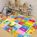ABC Rug, Play Mat for Playroom ABC Educational Area Rug for Playroom Classroom Elementary Preschool Rugs wtih Numbers Animals (3'11'' x 5'11'' (Rectangular))