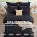 JOLLYVOGUE Black Queen Comforter Set 7 Pieces - Bed in a Bag Queen for All Season, Pintuck Bedding Comforter Sets with Comforter, Flat Sheet, Fitted Sheet and Pillowcases & Shams