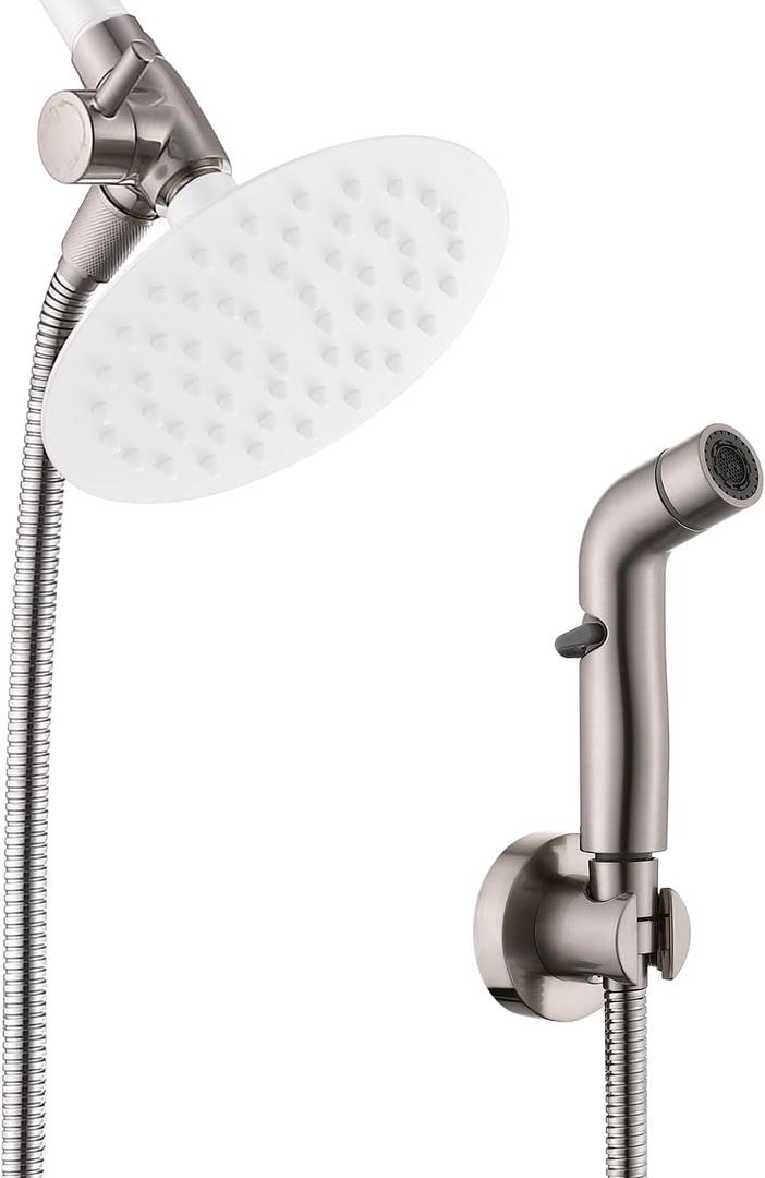 G-Promise Dog Shower Sprayer Attachment for Fast and Clean Pet Showering, Multifunctional Shower, Metal Diverter, 100 Inch Extra Long Hose, No Drill Hook, Dog Washing-Bathroom (Brushed Nickel)