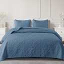 Exclusivo Mezcla Quilt Set Full Queen Size, Lightweight Vintage Quilts with 2 Pillow Shams, Soft Queen Bedspreads Coverlets Bedding Set for All Seasons, (90"x96", Bluish Grey)
