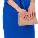 Adrianna Papell Knit Crepe Tie Waist Sheath Dress Violet/ Cobalt 6