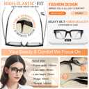 MARE AZZURO Thick Reading Glasses Women Stylish Square Readers 1.0 1.25 1.5 1.75 2.0 2.25 2.5 2.75 3.0 3.5 4.0 5.0 6.0 (Black+clear)