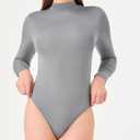 DAVID ARCHY Women's Long Sleeve Modal Soft Bodysuit Going Out Tops for Women (Gray)