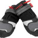 Kurgo Blaze Dog Boots - Protects Paws in All Seasons - Breathable Fabric - Water Resistant Dog Shoes - Dual Ankle Closure - Reflective Dog Boots - Includes 2 Shoes - Chili Red/Black - L