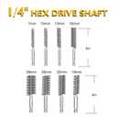 Stainless Steel Bore Brush, Metal Bristles Twisted, 8pcs Wire Brush for Drill 8 Size Set Multiple Diameter Options 1/4 Inch Hex Shank