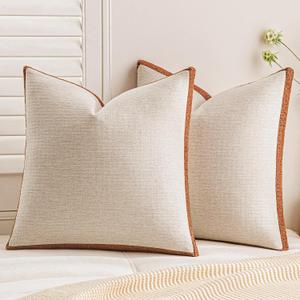 a moment Loop Yarn Linen-Like Pillow Cover Natural Soft Decorative Throw Pillow Case Farmhouse 18x18 Inch, Bohemian Textured Cushion Cover for Sofa Bed, Wrinkle-Resistant Home Decor Orange