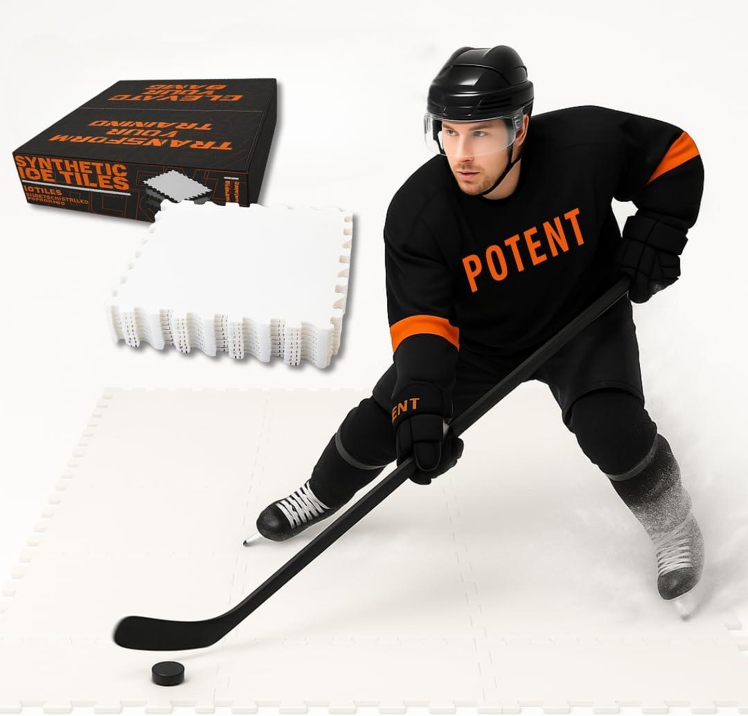 Potent Skateable Synthetic Ice Hockey Tiles (10 pcs per Box, 21.6 SQFT), 18"x18" inch