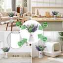 Artificial Flower 3-in-1 Set Hollow Vase with 4 Faux Lavenders 14oz Nano Mineral Crystal Beads Odor Absorber & Decorative Floral Arrangements for Indoor Bedroom Washroom, Purple White