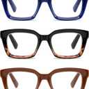 3 Pack Oversize Square Design Reading Glasses for Women, Blue Light Blocking Computer Reader
