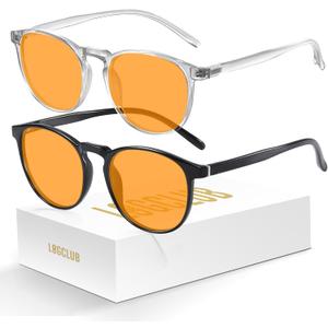 2 Pack Blue Light Glasses For Woman/Men Blue Retro Round Light Blocking Glasses