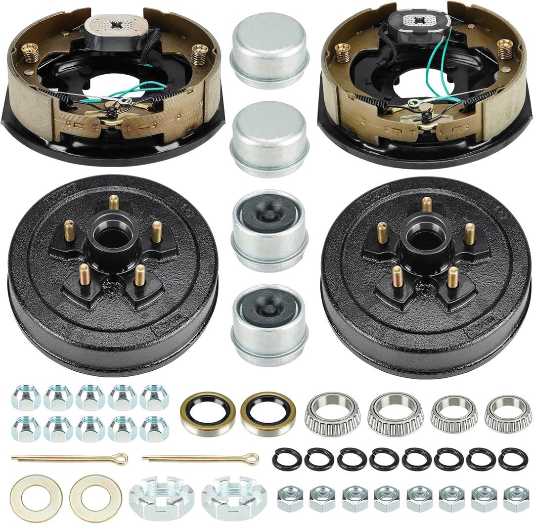 5 on 4.5" Bolt Circle Drum Kits w/ 10" x 2-1/4" Left and Right Self-Adjusting Electric Brake for 3,500lbs Trailer Axle