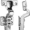 40pcs Standard Cabinet Hinge,Fit for Frameless Cabinet,European Inset,Soft Closing,Four-Hole mounting Plate Hinges,Nickel Plated Finish (20 Pairs)