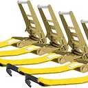 SALUINOKI 5 Pack 4 inch Ratchet Flat Hook Heavy Duty Yellow x12 inch(No Strap), Compatible with 4 inch Winch Straps for Flatbed Trailer