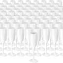 XUWAIDSGN Acrylic Champagne Flutes Toasting Glasses Unbreakable Mimosa Bar Glasses Reusable Wine Glasses Vintage Champagne Flutes Stemmed Drinking Cups 5.4 OZ for Christmas Birthday (100, white)