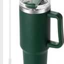 40 oz Tumbler with Handle | Stainless Steel Insulated Tumblers with Lids and Straw | Insulated Travel Mug Iced Coffee Cup | Keeps Cold for 34 Hours | Dishwasher Safe, BPA Free | Sage Green