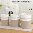 Laundry Basket Hamper Tall Rope Storage Woven for Blanket toys Dirty Clothes in Living Room Bathroom Bedroom (Brown&White, 60L/15.8Gal)