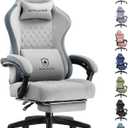GTPLAYER Gaming Chair, Computer Chair with Pocket Spring Cushion, Linkage Armrests and Footrest, High Back Ergonomic Computer Chair with Lumbar Support Task Chair with Footrest (Grey) (Silver Gray)