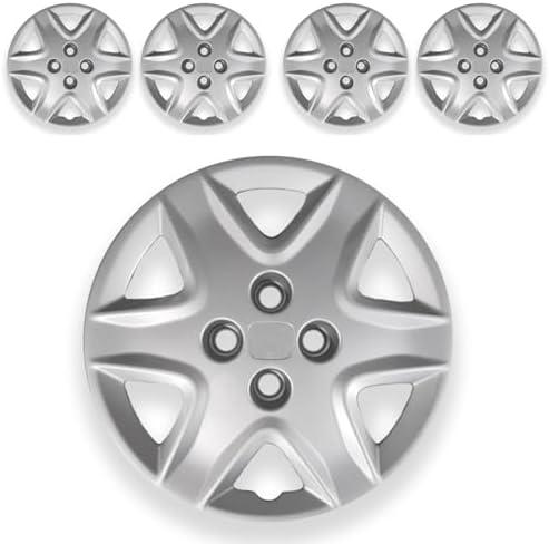 Hubcaps 15 Inch for Honda Civic – Set of 4 Silver Wheel Covers – Bolt-On Hub Caps for Honda Civic – Durable Replacement Hubcaps for – Easy Installation - Revion Automotive