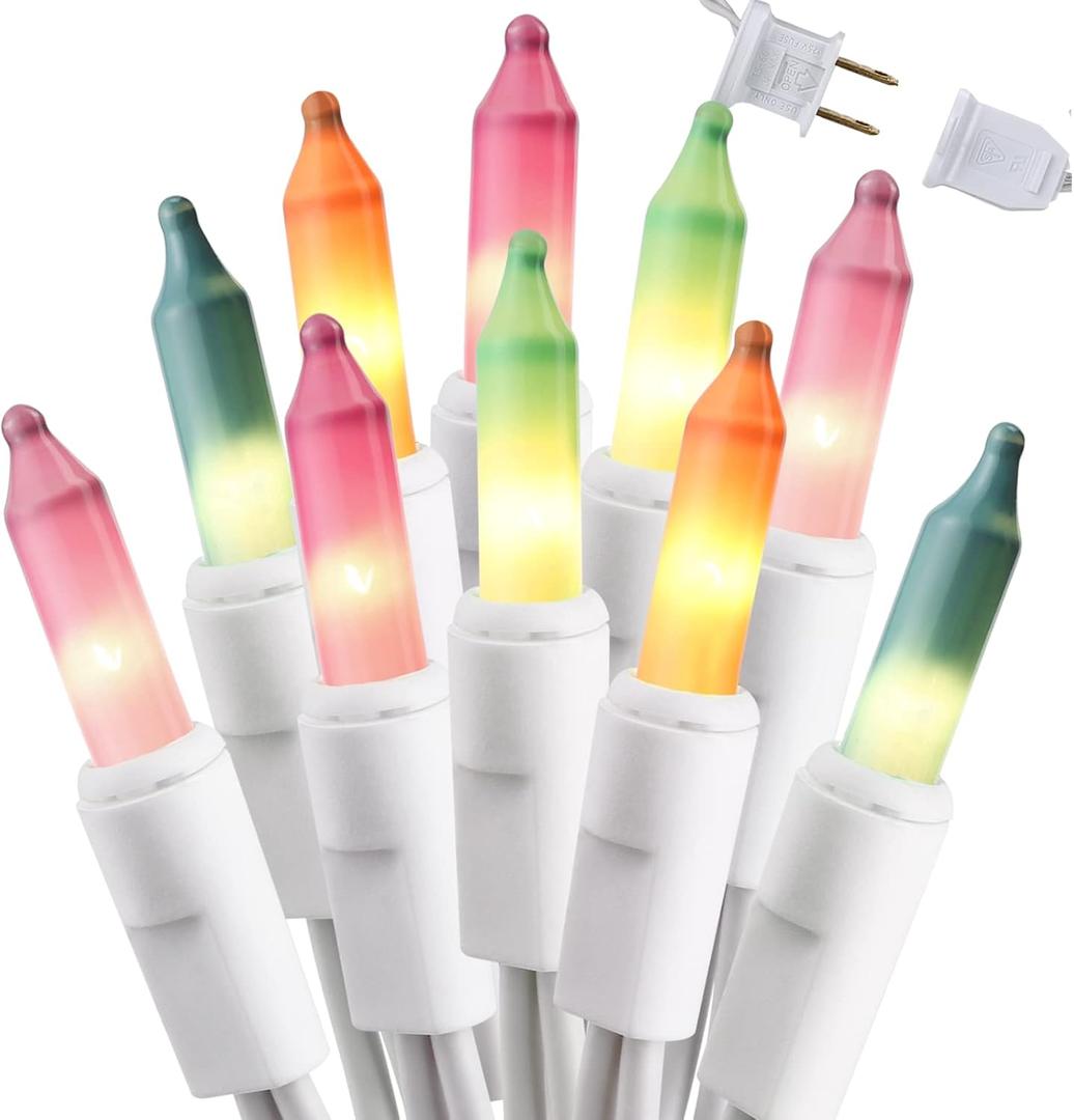 Brizled Easter Lights, 150 Count 34.8ft Incandescent Pastel String Lights, Connectable Outdoor Easter Light String, 120V UL Certified Plug-in Pastel Light for Easter, Indoor, Bedroom Decor, White Wire