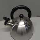Primula Stewart Whistling Stovetop Tea Kettle Food Grade Stainless Steel, Hot Water Fast to Boil, Cool Touch Folding, 1.5-Quart, Brushed with Black Handle