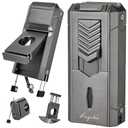 6-in-1 Torch Lighter with Twin Nubber, Auto-Pop V-Shape Clipper, Draw Enhancer, Holder and Punch, Refillable & Adjustable Windproof Butane Lighter, Premium Gift Box for Men & Travel Essential