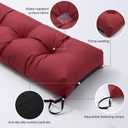 Outdoor Bench Cushion, Blue Shredded Memory Foam, Waterproof Patio Furniture Cushion Fade Resistant Indoor Window Seat Pad 4.5inch Extra Thick with Adjustable Strap 42 x 16 Inch, Burgundy