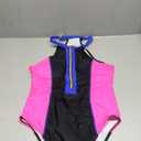 BIKINX Women One Piece Bathing Suit Tummy Control Swimsuits High Neck Zip Front Monokini Color Block Rash Guard Swimwear Size L