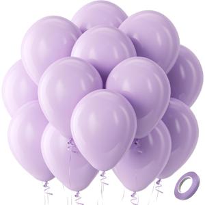 Bezente Pastel Purple Latex Party Balloons - 100 Pack 12 inch Round Helium Lavender Light Purple Lilac Balloons for Easter Wedding Bridal Shower Bachelorette Birthday Princess Party Decorations