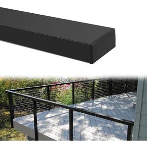 6'6" Stainless Steel Handrail Black Rectangular Handrail Flat Top Rail Cable Railing System Deck Stair Indoor Outdoor, DIY Balustrade HT07-Matte Black