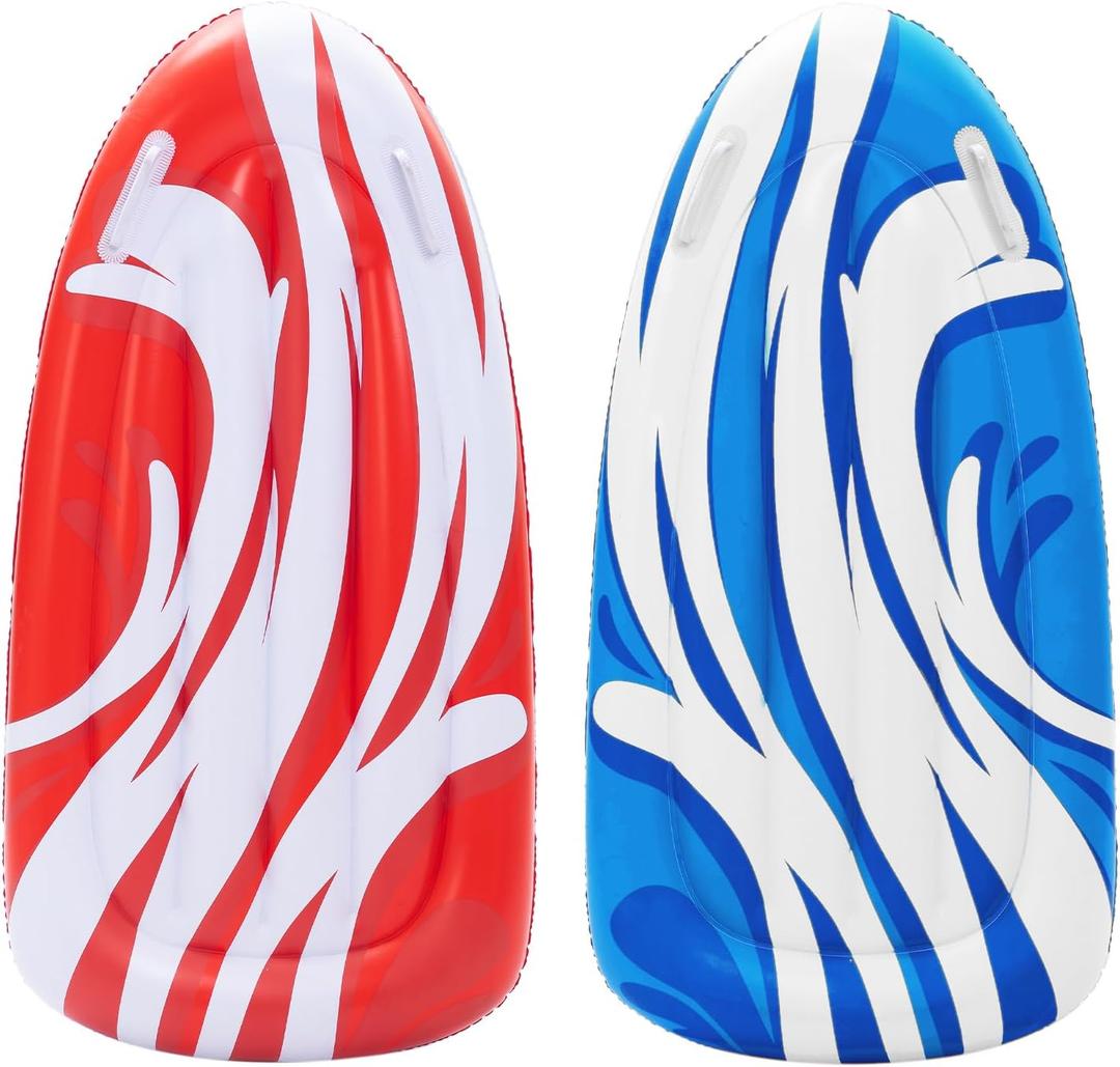 JOYIN 2 Pack Inflatable Body Boards for Water Slides, Swimming Pool Floating Learn to Swim, Summer Water Fun Toy for Kids (Red, Blue)