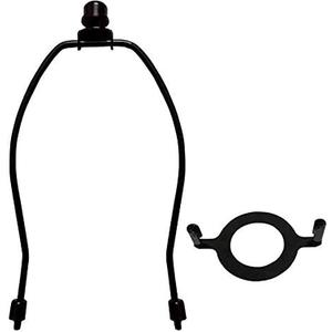 7" Lamp Shade Harp Holder and E26 Light Base UNO Fitter Adapter Converter Finial Set,for Table and Floor Lamps, Black
