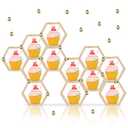 Yolev 12 Pcs Hexagon Honeycomb Cupcake Stand with 50 Tiny Wooden Bee Wooden Farmhouse Hexagon Cake Display Holder Floating Cake Stand Honeycomb Shelves for Bee Baby Shower Decorations