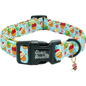 Dog Collars - Christmas Pet Collar with Santa Claus Print, Durable & Soft, Adjustable for Large Dogs (Large (Pack of 1))