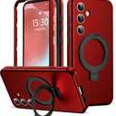 Designed for Samsung Galaxy S24 Case with Magnetic Ring Stand [Compatible with Mag-Safe][Military Grade Drop Protection][Build in Kickstand] Shockproof Galaxy S24 Phone Case 6.2",Red