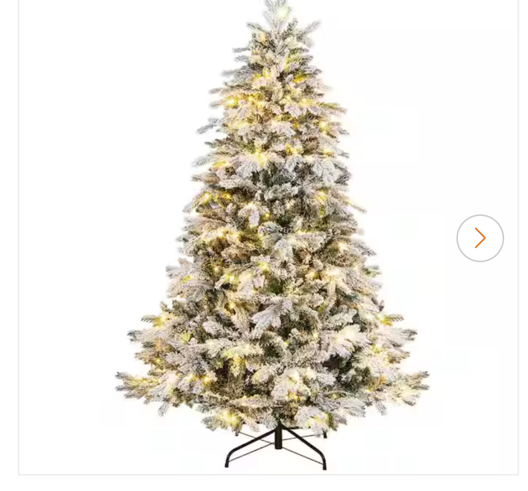 6 ft. Pre-lit Snow Flocked Hinged Artificial Christmas Tree with 260 LED Lights