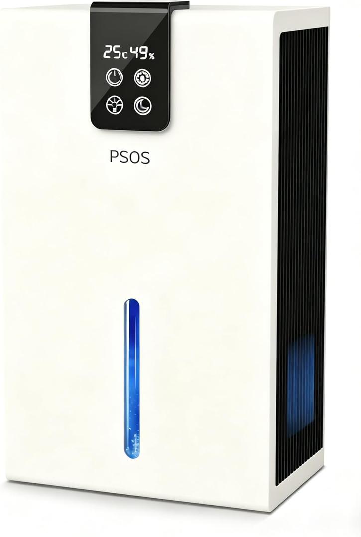 Dehumidifier, Dehumidifiers for Home, 98 OZ Water Tank, (1000 sq.ft) Quiet Dehumidifier for Basement Bathroom Bedroom with Humidity Display, Auto Shut Off, Relaxing 7 Color Ambient Light, Creamwhite