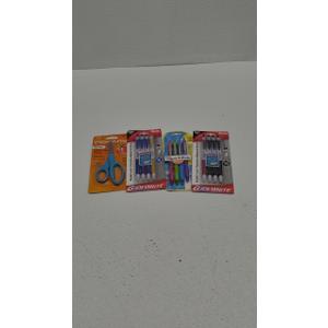 Fiskars Kids/Student Scissors, Rounded Tip, 5" Long, 1.75" Cut Length, Assorted Straight Handles, DI Pentel Glide Wrt Rt Ballpoint Pn Blue, DI Pentel Glide Wrt Rt BP Pen 3CT BLK, DI Pm Inkjoy 300Rt Fashion Wraps 1862402