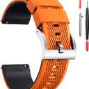 Hemsut Silicone Watch Bands, 18mm 20mm 22mm Quick Release Rubber Watch Strap for Men Women Soft Replacement, 10 Colors for Choose (Orange/Black/Silver)