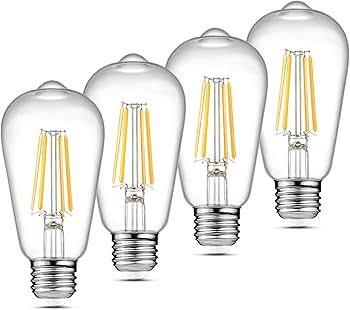 Ascher Vintage LED Edison Bulbs 6W, Equivalent 60W Incandescent, Non-Dimmable, Warm White 2700K, ST58 Antique LED Filament Bulbs with 80+ CRI, E26 Medium Base, Clear Glass, 6-Packs
