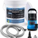 Poafamx Tankless Water Heater Flushing Kit, 1100GPH Submersible Utility Water Pump, 5.5 Gallon Pail with Screw Lid, Two 3/4"GHT x 6' Stainless Steel Hoses, Corrosion Resistant Flush Pump for Cleaning