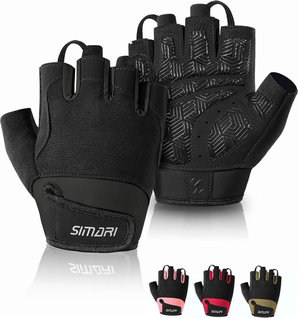 SIMARI Breathable Workout Gloves for Men & Women, Weight Lifting Gloves with Padded, Grip, Full Palm Protection, Gift for Gym Exercise, Cycling, Weightlifting Training, Fitness, Black, Pink, Size (Large)