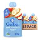 Gerber Stage 2 Baby Food, Apple Strawberry Banana Puree Pouch, 2 Servings of Fruit, No Added Sweetener, No Artificial Colors or Flavors, 12-Pack, Best By: 31 AUG 2025